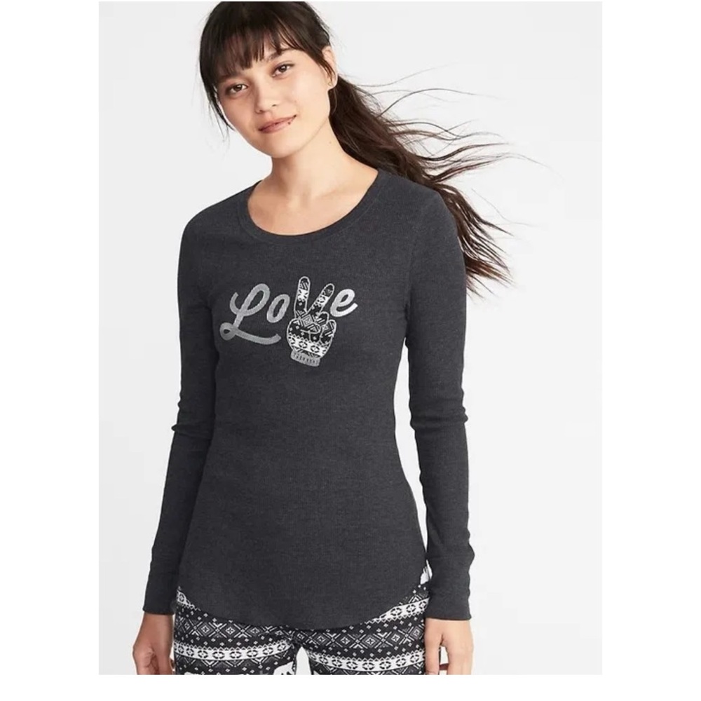For Bundle Only: Old Navy ‘Love & Peace’ Thermal Knit Top